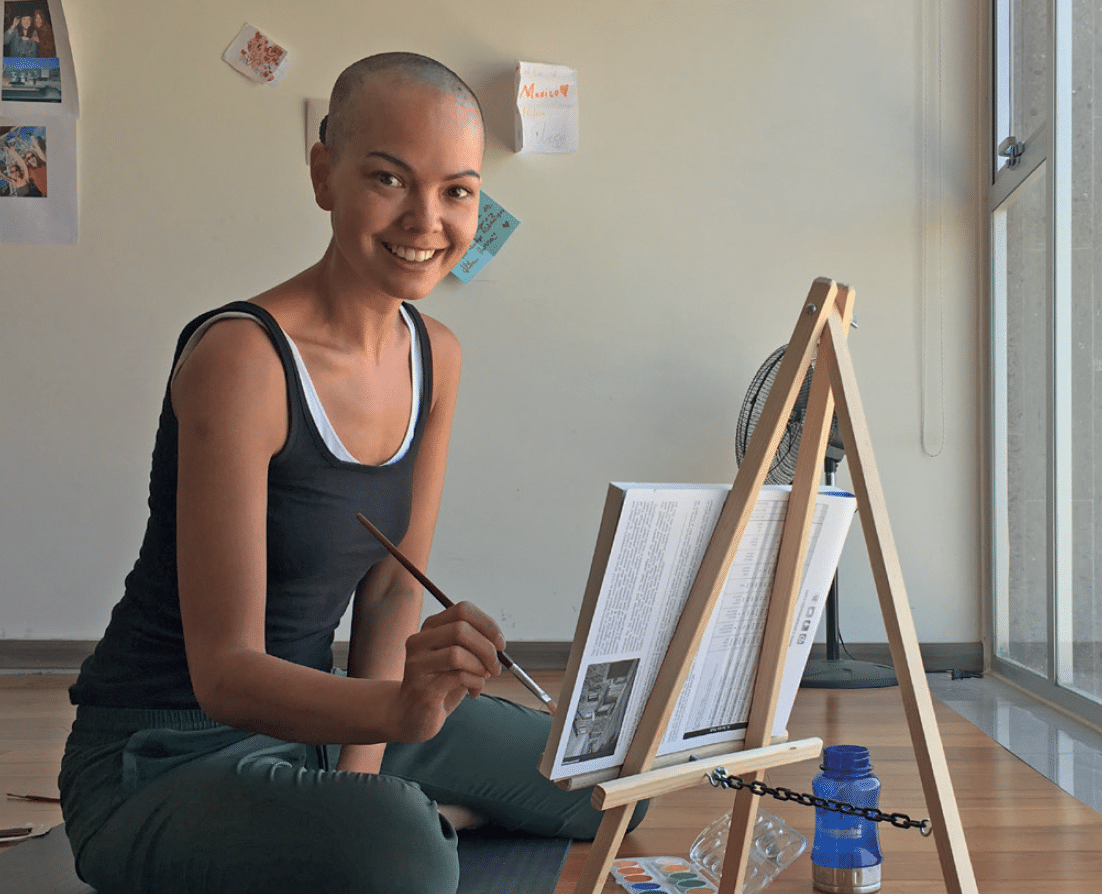 Bilde av Martha Grønning som maler i Mexico